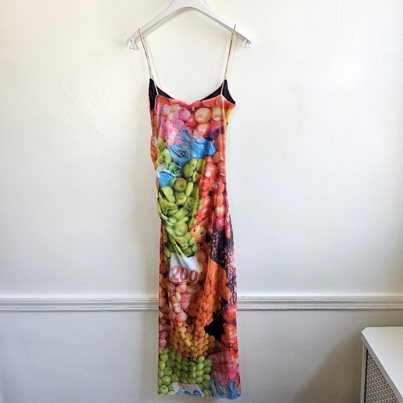 New Zara Fruit Mesh Spaghetti Strap Maxi Dress NWT Small - Picture 16 of 17